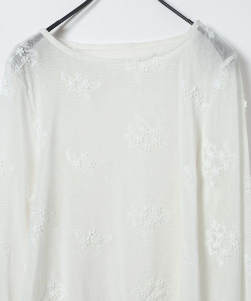 JEANASIS(ジーナシス)の「3DレースLS TEE/1067538(Tシャツ/カットソー・レディース・ホワイト/ブルー系その他/ブラック・FREE)」の10枚目の写真