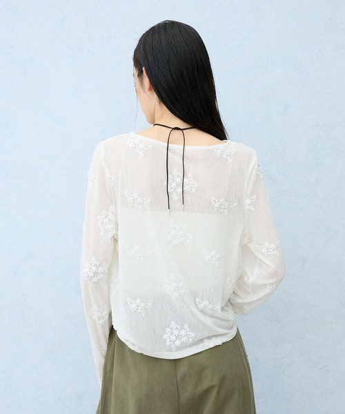 JEANASIS(ジーナシス)の「3DレースLS TEE/1067538(Tシャツ/カットソー・レディース・ホワイト/ブルー系その他/ブラック・FREE)」の14枚目の写真