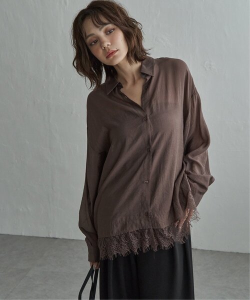 notch.(ノッチ)の「シアーレース付きシャツ(シャツ/ブラウス・レディース・ブラック/ブラウン/オフホワイト・M)」の4枚目の写真