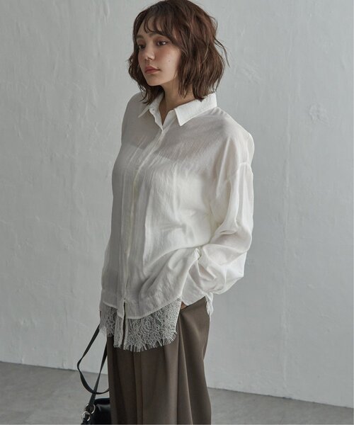 notch.(ノッチ)の「シアーレース付きシャツ(シャツ/ブラウス・レディース・ブラック/ブラウン/オフホワイト・M)」の13枚目の写真