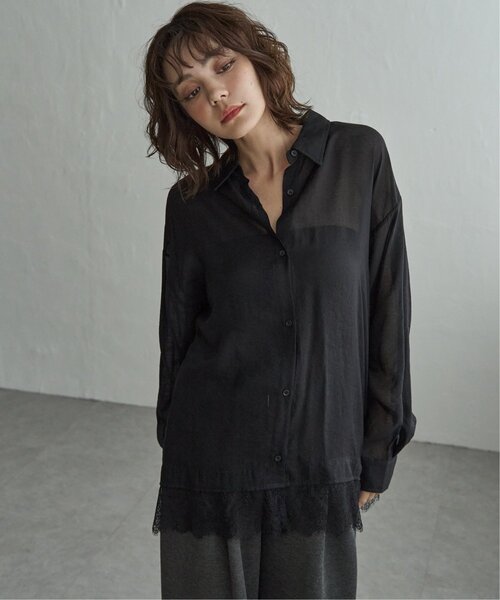 notch.(ノッチ)の「シアーレース付きシャツ(シャツ/ブラウス・レディース・ブラック/ブラウン/オフホワイト・M)」の19枚目の写真