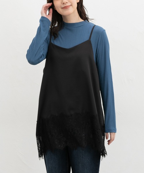 Honeys(ハニーズ)の「ランダムリブハイネックT(Tシャツ/カットソー・レディース・ブラック/レッド/ブラウン/グリーン/ブルー/オフホワイト/オレンジ・L/LL/S/M)」の5枚目の写真