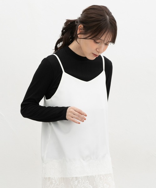 Honeys(ハニーズ)の「ランダムリブハイネックT(Tシャツ/カットソー・レディース・ブラック/レッド/ブラウン/グリーン/ブルー/オフホワイト/オレンジ・L/LL/S/M)」の11枚目の写真
