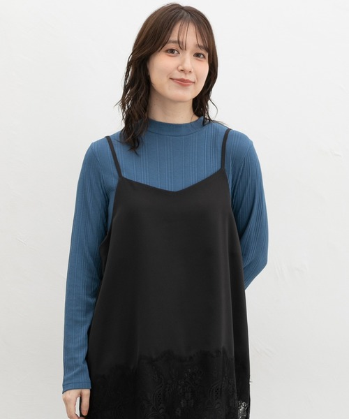 Honeys(ハニーズ)の「ランダムリブハイネックT(Tシャツ/カットソー・レディース・ブラック/レッド/ブラウン/グリーン/ブルー/オフホワイト/オレンジ・L/LL/S/M)」の13枚目の写真