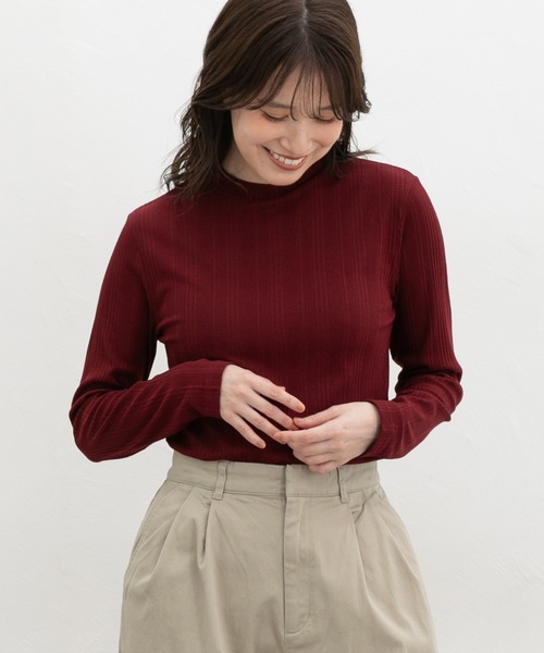 Honeys(ハニーズ)の「ランダムリブハイネックT(Tシャツ/カットソー・レディース・ブラック/レッド/ブラウン/グリーン/ブルー/オフホワイト/オレンジ・L/LL/S/M)」の15枚目の写真