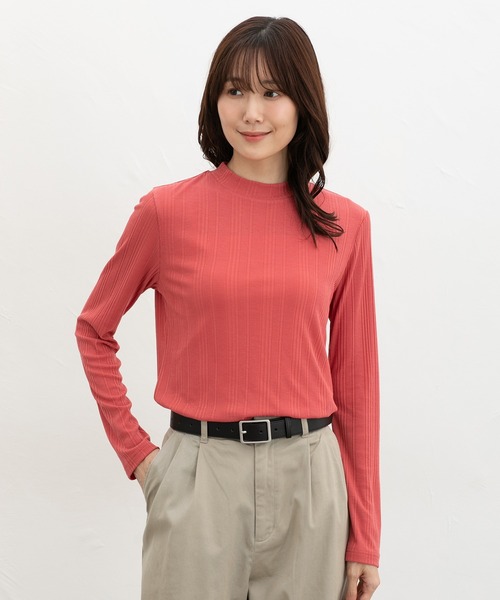 Honeys(ハニーズ)の「ランダムリブハイネックT(Tシャツ/カットソー・レディース・ブラック/レッド/ブラウン/グリーン/ブルー/オフホワイト/オレンジ・L/LL/S/M)」の17枚目の写真