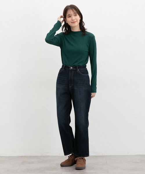 Honeys(ハニーズ)の「ランダムリブハイネックT(Tシャツ/カットソー・レディース・ブラック/レッド/ブラウン/グリーン/ブルー/オフホワイト/オレンジ・L/LL/S/M)」の18枚目の写真