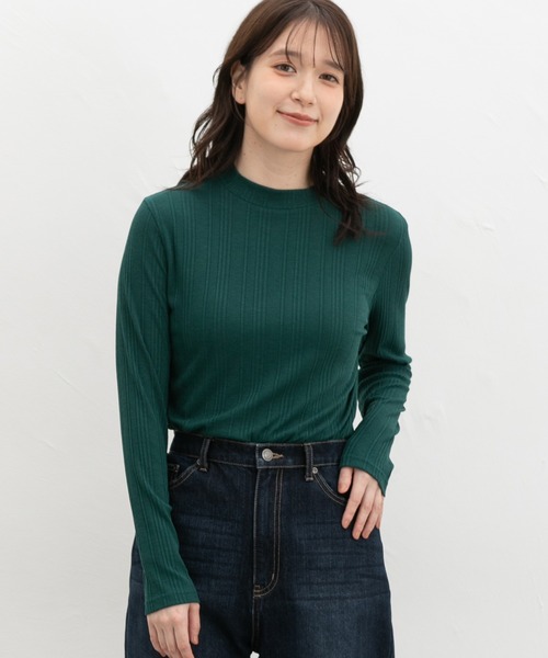 Honeys(ハニーズ)の「ランダムリブハイネックT(Tシャツ/カットソー・レディース・ブラック/レッド/ブラウン/グリーン/ブルー/オフホワイト/オレンジ・L/LL/S/M)」の19枚目の写真