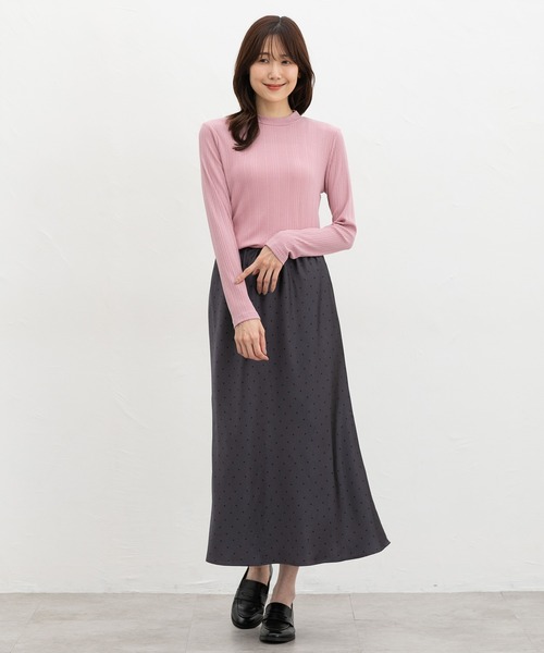Honeys(ハニーズ)の「ランダムリブハイネックT(Tシャツ/カットソー・レディース・ブラック/レッド/ブラウン/グリーン/ブルー/オフホワイト/オレンジ・L/LL/S/M)」の20枚目の写真