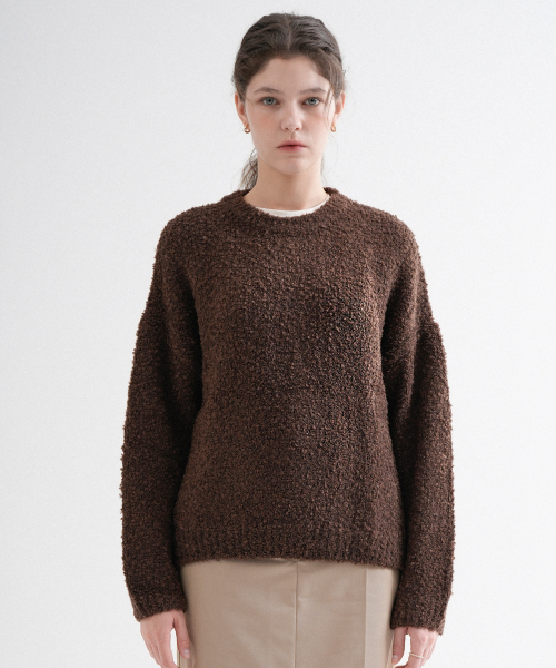 VLETI（ブレッティ）の「Wool Furry Round Knit (Brown)（ニット/セーター・レディース・ブラウン・FREE）」の2枚目の写真