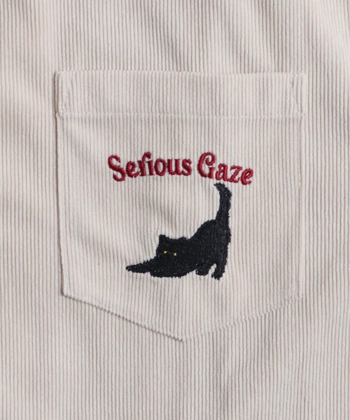 POWER TO THE PEOPLE（パワートゥーザピープル）の「ネコ刺繍　コーデュロイシャツ（シャツ/ブラウス・メンズ・ネイビー/ピンク/アイボリー/A・MEDIUM/X-LARGE/LARGE）」の7枚目の写真