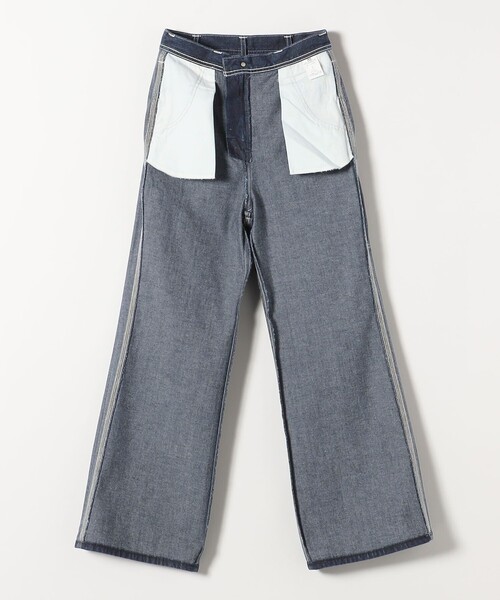 Lee(リー)の「Lee:〈洗濯機可能〉ルーズ フレア ペインター デニム パンツ(デニムパンツ・レディース・ブルー/ネイビー・SMALL/MEDIUM)」の4枚目の写真