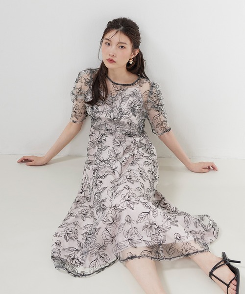 Kana(カナ)の「花柄シアーレースリボンドレス2点セット パーティー 結婚式 お呼ばれ オケージョン(ドレス・レディース・グリーン/ブラック系その他/ブラック/ブルー系その他/イエロー・M)」の17枚目の写真
