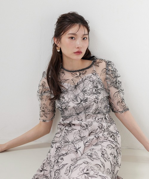 Kana(カナ)の「花柄シアーレースリボンドレス2点セット パーティー 結婚式 お呼ばれ オケージョン(ドレス・レディース・グリーン/ブラック系その他/ブラック/ブルー系その他/イエロー・M)」の22枚目の写真