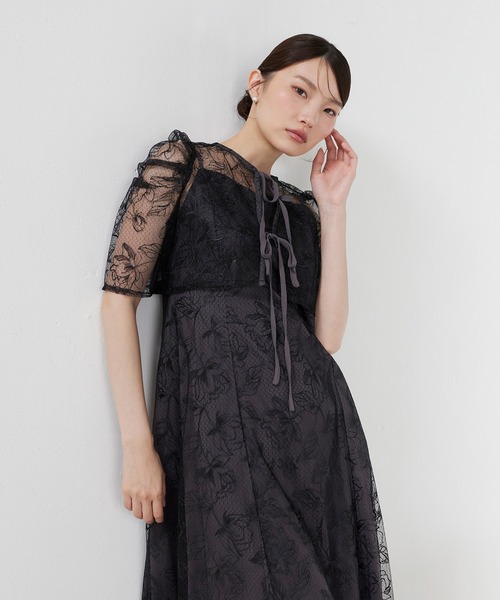 Kana(カナ)の「花柄シアーレースリボンドレス2点セット パーティー 結婚式 お呼ばれ オケージョン(ドレス・レディース・グリーン/ブラック系その他/ブラック/ブルー系その他/イエロー・M)」の12枚目の写真