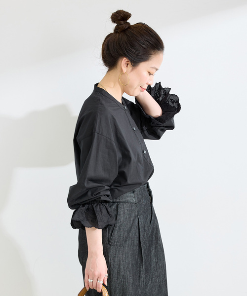 B.C STOCK(ベーセーストック)の「手洗い可 / レースベルスリーブブラウス(シャツ/ブラウス・レディース・ブラック/ホワイト・FREE)」の22枚目の写真