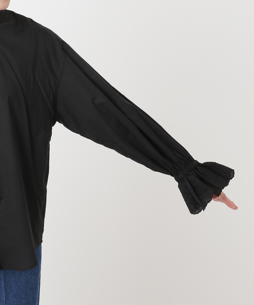 B.C STOCK(ベーセーストック)の「手洗い可 / レースベルスリーブブラウス(シャツ/ブラウス・レディース・ブラック/ホワイト・FREE)」の8枚目の写真