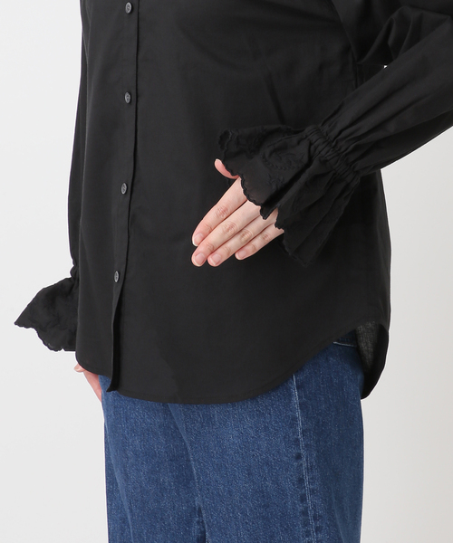 B.C STOCK(ベーセーストック)の「手洗い可 / レースベルスリーブブラウス(シャツ/ブラウス・レディース・ブラック/ホワイト・FREE)」の9枚目の写真