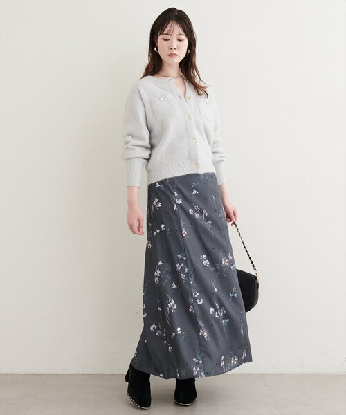 natural couture（ナチュラルクチュール）の「オリジナル花柄Aラインスカート（スカート・レディース・モカ/アイボリー/チャコールグレー・FREE）」の18枚目の写真