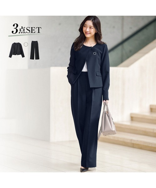 StyleNote(スタイルノート)の「3点セットデザインジャケット+パンツ【入卒・通勤】(丈が選べる)(セットアップ・レディース・ブラック・LL2/L2/L1/M2/M1/S2/S1)」の2枚目の写真