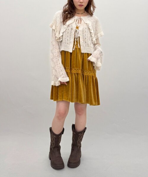 w closet(ダブルクローゼット)の「BIGカラーニットボレロ(ニット/セーター・レディース・グレー/ブルー/オレンジ/アイボリー・FREE)」の7枚目の写真