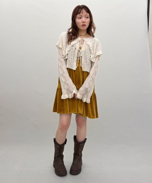 w closet(ダブルクローゼット)の「BIGカラーニットボレロ(ニット/セーター・レディース・グレー/ブルー/オレンジ/アイボリー・FREE)」の8枚目の写真