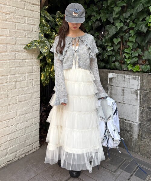w closet(ダブルクローゼット)の「BIGカラーニットボレロ(ニット/セーター・レディース・グレー/ブルー/オレンジ/アイボリー・FREE)」の15枚目の写真
