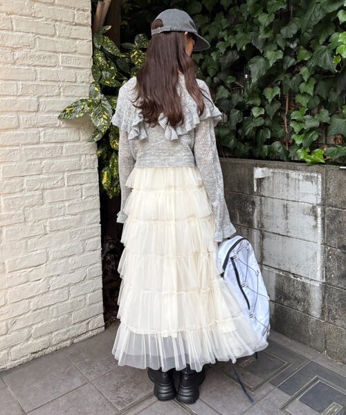 w closet(ダブルクローゼット)の「BIGカラーニットボレロ(ニット/セーター・レディース・グレー/ブルー/オレンジ/アイボリー・FREE)」の16枚目の写真
