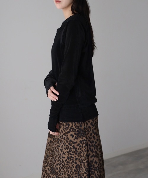 YENNA(イェンナ)の「シアーフロッキーレイヤードセット / Tシャツ+タンク(Tシャツ/カットソー・レディース・グレー/ブラック/アイボリー・FREE)」の16枚目の写真