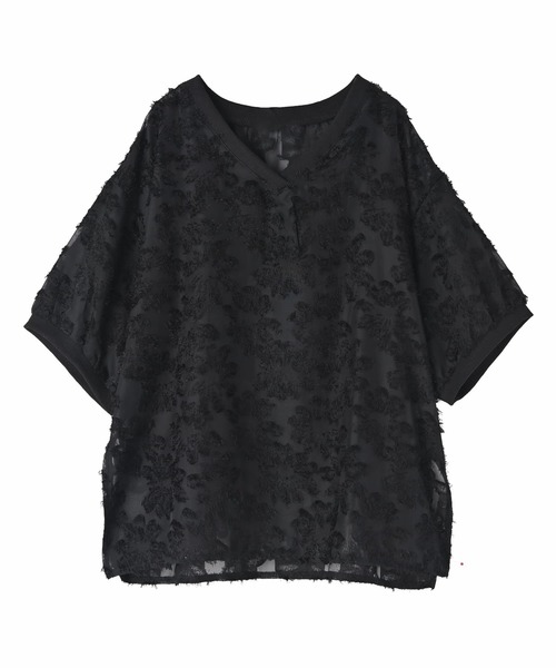STYLE DELI(スタイルデリ)の「【DELI by】フリンジジャカードシアープルオーバー(Tシャツ/カットソー・レディース・ブラック・M)」の5枚目の写真