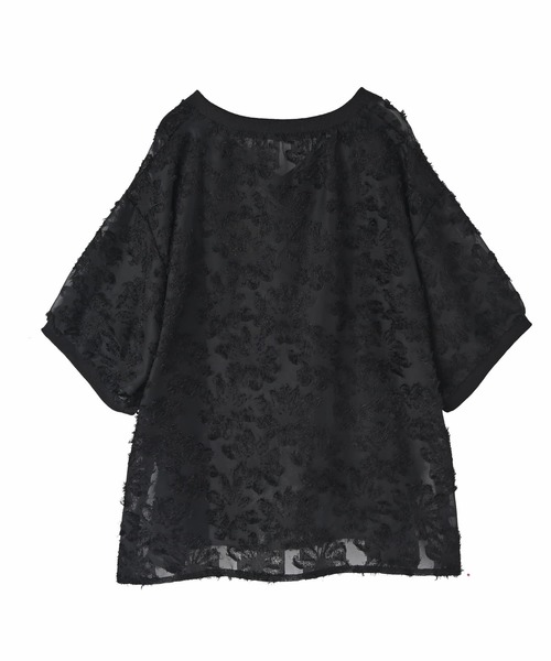 STYLE DELI(スタイルデリ)の「【DELI by】フリンジジャカードシアープルオーバー(Tシャツ/カットソー・レディース・ブラック・M)」の6枚目の写真