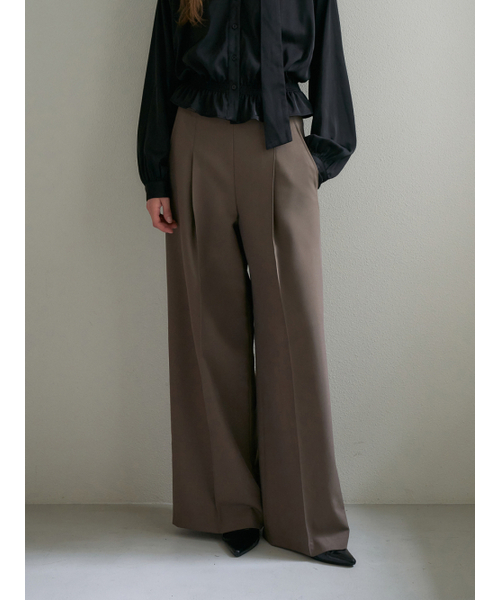 DEHEVE（デヘヴェ）の「Tailored Wide Slacks [Brown]（スラックス・レディース・ブラウン・SMALL/MEDIUM）」の4枚目の写真