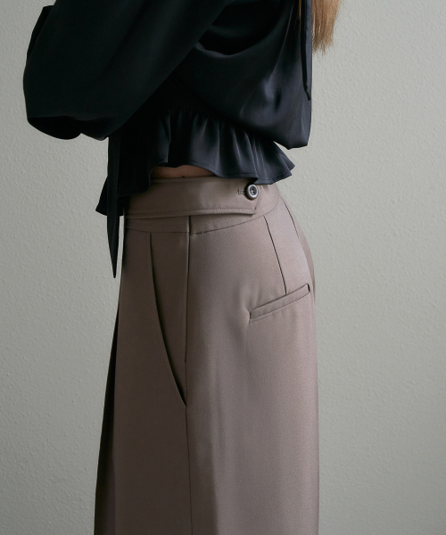 DEHEVE（デヘヴェ）の「Tailored Wide Slacks [Brown]（スラックス・レディース・ブラウン・SMALL/MEDIUM）」の5枚目の写真