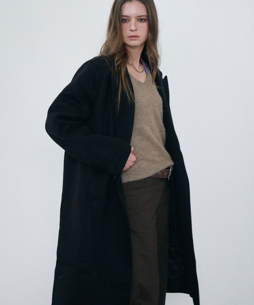 Rohwel(ローウェル)の「Oversized Tailored Long Coat / オーバーサイズテーラードロングコート(チェスターコート・レディース・ブラウン/ブラック・FREE)」の20枚目の写真