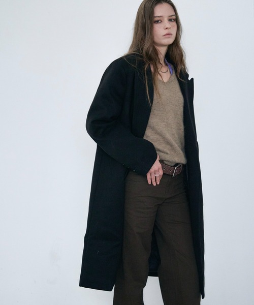 Rohwel(ローウェル)の「Oversized Tailored Long Coat / オーバーサイズテーラードロングコート(チェスターコート・レディース・ブラウン/ブラック・FREE)」の21枚目の写真