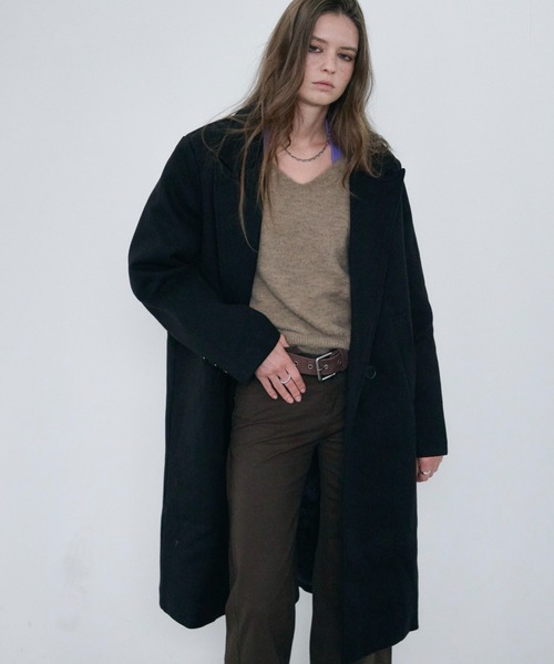 Rohwel(ローウェル)の「Oversized Tailored Long Coat / オーバーサイズテーラードロングコート(チェスターコート・レディース・ブラウン/ブラック・FREE)」の22枚目の写真
