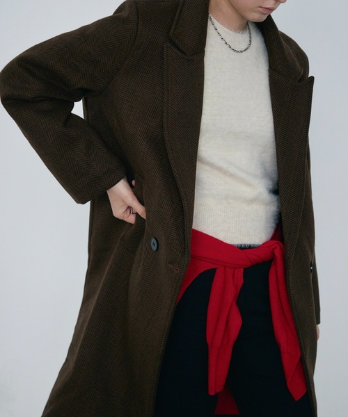 Rohwel(ローウェル)の「Oversized Tailored Long Coat / オーバーサイズテーラードロングコート(チェスターコート・レディース・ブラウン/ブラック・FREE)」の8枚目の写真