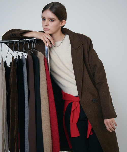 Rohwel(ローウェル)の「Oversized Tailored Long Coat / オーバーサイズテーラードロングコート(チェスターコート・レディース・ブラウン/ブラック・FREE)」の10枚目の写真