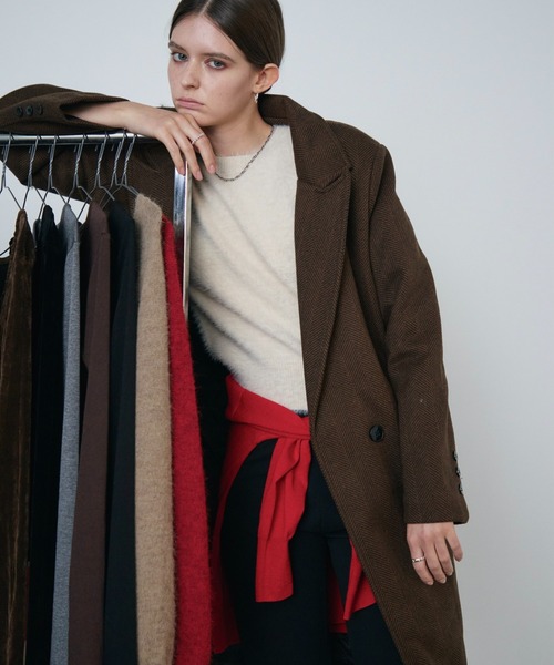 Rohwel(ローウェル)の「Oversized Tailored Long Coat / オーバーサイズテーラードロングコート(チェスターコート・レディース・ブラウン/ブラック・FREE)」の11枚目の写真