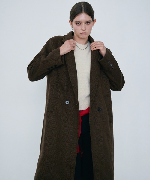 Rohwel(ローウェル)の「Oversized Tailored Long Coat / オーバーサイズテーラードロングコート(チェスターコート・レディース・ブラウン/ブラック・FREE)」の3枚目の写真