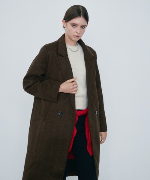 Rohwel(ローウェル)の「Oversized Tailored Long Coat / オーバーサイズテーラードロングコート(チェスターコート・レディース・ブラウン/ブラック・FREE)」の5枚目の写真