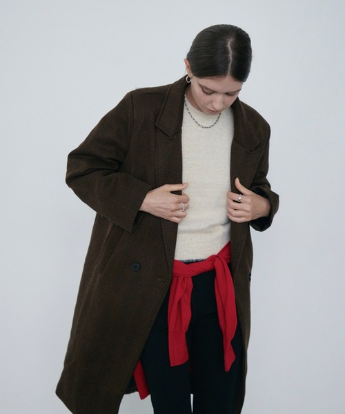Rohwel(ローウェル)の「Oversized Tailored Long Coat / オーバーサイズテーラードロングコート(チェスターコート・レディース・ブラウン/ブラック・FREE)」の4枚目の写真