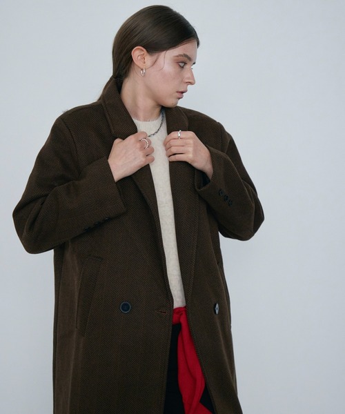 Rohwel(ローウェル)の「Oversized Tailored Long Coat / オーバーサイズテーラードロングコート(チェスターコート・レディース・ブラウン/ブラック・FREE)」の7枚目の写真