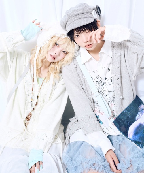 Never mind the XU / Chikashitsu+（ネバーマインド ザ エックスユー / チカシツプラス）の「【Nerd out XU】Cozy Vintage Gray Bubble Knit cardigan / 【ナードアウトエックスユー】コージーヴィンテージグレーバブルニットカーディガン＜着用動画あり＞（カーディガン/ボレロ・レディース・グレー/アイボリー・L）」の2枚目の写真