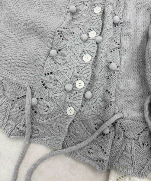 Never mind the XU / Chikashitsu+（ネバーマインド ザ エックスユー / チカシツプラス）の「【Nerd out XU】Cozy Vintage Gray Bubble Knit cardigan / 【ナードアウトエックスユー】コージーヴィンテージグレーバブルニットカーディガン＜着用動画あり＞（カーディガン/ボレロ・レディース・グレー/アイボリー・L）」の8枚目の写真