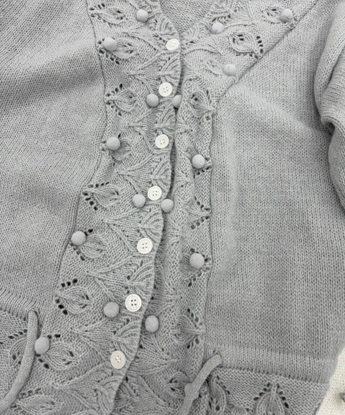 Never mind the XU / Chikashitsu+（ネバーマインド ザ エックスユー / チカシツプラス）の「【Nerd out XU】Cozy Vintage Gray Bubble Knit cardigan / 【ナードアウトエックスユー】コージーヴィンテージグレーバブルニットカーディガン＜着用動画あり＞（カーディガン/ボレロ・レディース・グレー/アイボリー・L）」の7枚目の写真