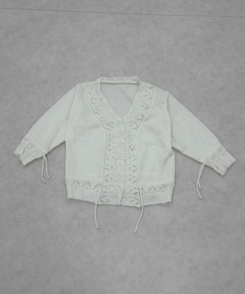 Never mind the XU / Chikashitsu+（ネバーマインド ザ エックスユー / チカシツプラス）の「【Nerd out XU】Cozy Vintage Gray Bubble Knit cardigan / 【ナードアウトエックスユー】コージーヴィンテージグレーバブルニットカーディガン＜着用動画あり＞（カーディガン/ボレロ・レディース・グレー/アイボリー・L）」の11枚目の写真