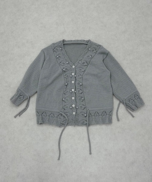 Never mind the XU / Chikashitsu+（ネバーマインド ザ エックスユー / チカシツプラス）の「【Nerd out XU】Cozy Vintage Gray Bubble Knit cardigan / 【ナードアウトエックスユー】コージーヴィンテージグレーバブルニットカーディガン＜着用動画あり＞（カーディガン/ボレロ・レディース・グレー/アイボリー・L）」の5枚目の写真
