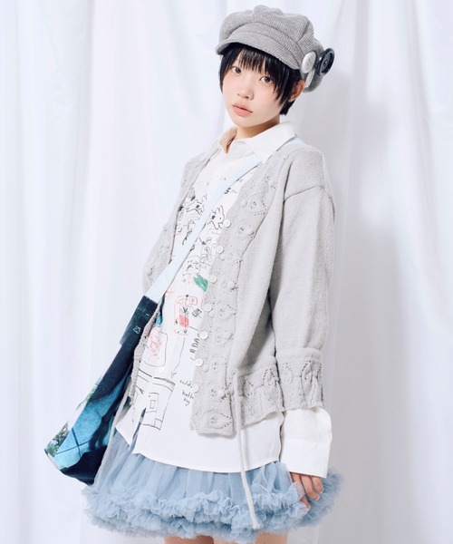 Never mind the XU / Chikashitsu+（ネバーマインド ザ エックスユー / チカシツプラス）の「【Nerd out XU】Cozy Vintage Gray Bubble Knit cardigan / 【ナードアウトエックスユー】コージーヴィンテージグレーバブルニットカーディガン＜着用動画あり＞（カーディガン/ボレロ・レディース・グレー/アイボリー・L）」の14枚目の写真