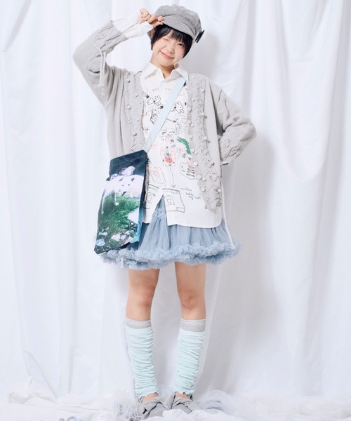 Never mind the XU / Chikashitsu+（ネバーマインド ザ エックスユー / チカシツプラス）の「【Nerd out XU】Cozy Vintage Gray Bubble Knit cardigan / 【ナードアウトエックスユー】コージーヴィンテージグレーバブルニットカーディガン＜着用動画あり＞（カーディガン/ボレロ・レディース・グレー/アイボリー・L）」の4枚目の写真
